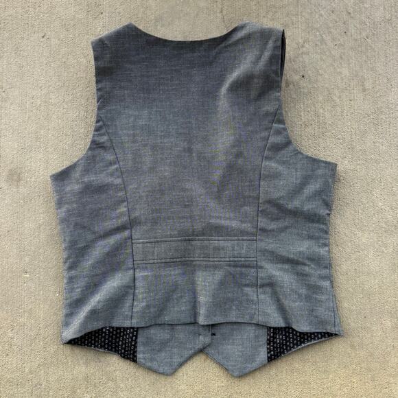 Y2K Maurices Gray Black Lace Trim Steampunk Officewear Tuxedo Dress Vest XL - Picture 4 of 6